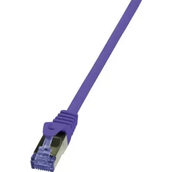 LogiLink CQ303VS Kabel sieciowy RJ45, kabel krosowy CAT 6a S/FTP 1,00 m fioletowy, niepalny, bezhalogenowy