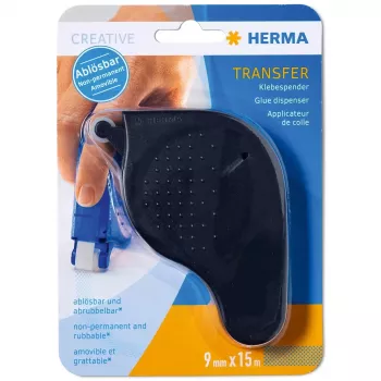 HERMA Transferowy wałek klejący, czarny, usuwalny, rolka 15 m, bezsznurkowy, bezpieczny dla zdjęć (1060)