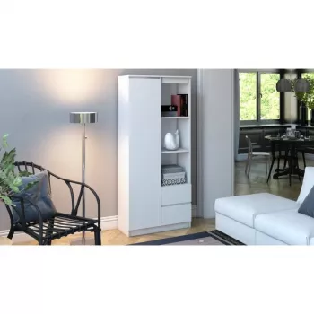Regał biurowy Top e Shop RS-80 BILY BIEL, biała płyta wiórowa, 7 półek, 800×350×1800 mm