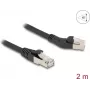 Kabel sieciowy DeLOCK RJ45 Cat.6A 45° lewy kątowy – prosty 2m czarny