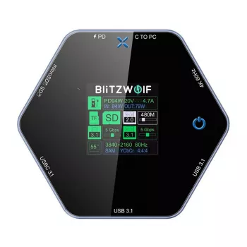 Stacja dokująca BlitzWolf BW-TH16 8w1 USB 100W z inteligentnym wyświetlaczem LCD