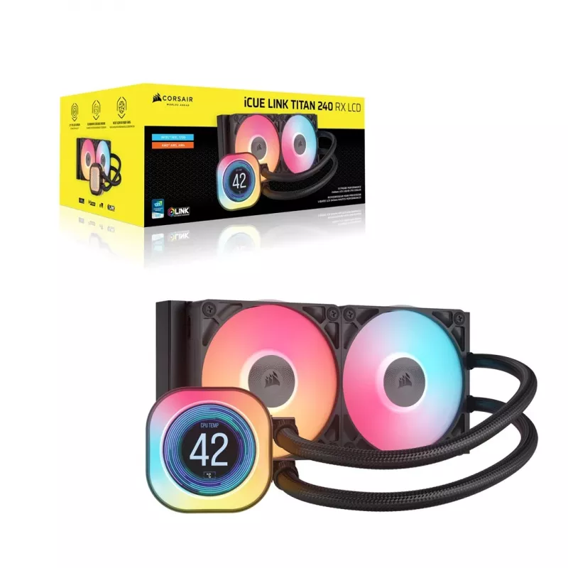 Chłodzenie powietrzne Corsair iCUE LINK TITAN 240 RX LCD 12 cm czarny 300–2100 RPM