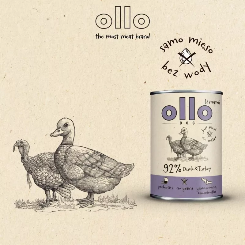 OLLO Umami Duck and turkey - mokra karma dla psa - 850g