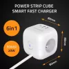 Listwa zasilająca Power Cube QOLTEC 52547 3× gniazda AC, 2×USB-A, 1×USB-C PD 20W