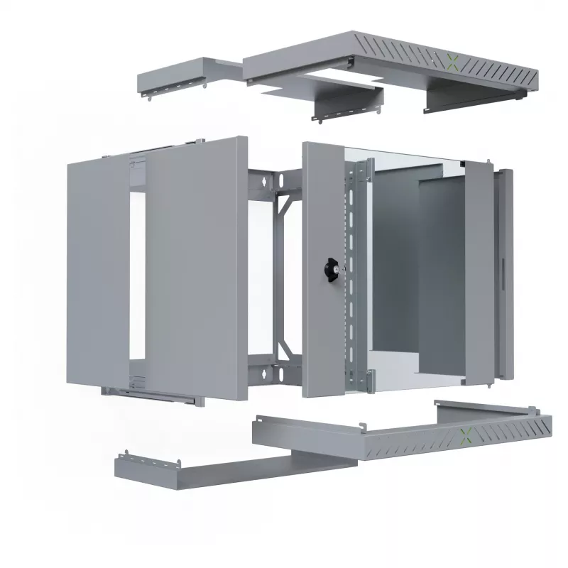 EFB Elektronik 19 Wandgehäuse X-Rack mit Glastür 400-600mm grau - Wandgehäuse (WGX-1206GR.G1)