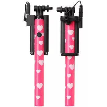 Ultron selfie hot shot Pink - 15 - 45 cm Selfie Stick z przyciskiem migawki na uchwycie - do smartfonów takich jak Samsung Galaxy, iPhone i innych (173951)