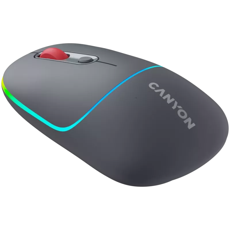 Canyon MW-22 2in1 RGB bezprzewodowa mysz - Szara - Bluetooth/RF - 1600 dpi - ładowalna