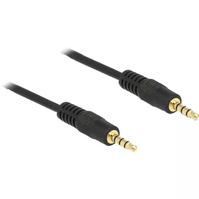 DeLOCK - Kabel audio - 28 AWG - Mini-Phone 3,5 mm, 4-pin (M) - Mini-Phone 3,5 mm, 4-pin (M) - 5,0 m - ekranowany - czarny (83438)