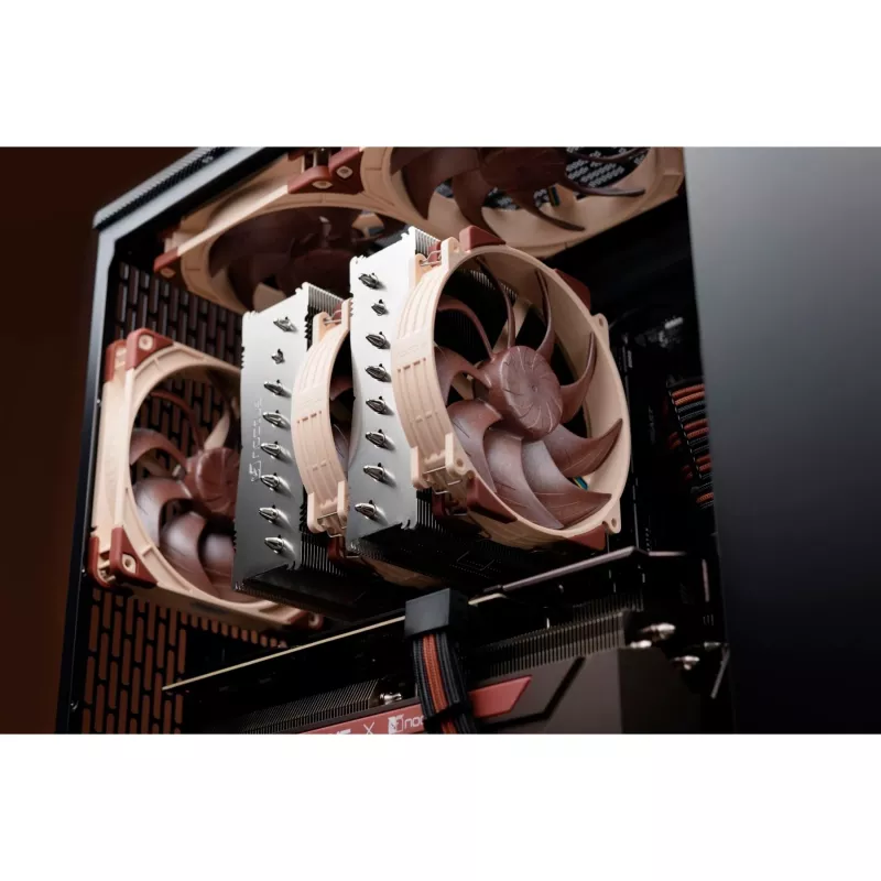 Chłodzenie powietrzem Noctua NH-D15 G2 HBC, dwa wentylatory 140 mm, 1250–1500 RPM, 155,6 m³/h, 12 V, miedź, 152×150×168 mm