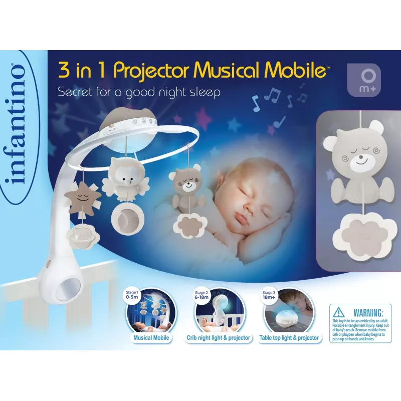 3in1 music projector carousel beige