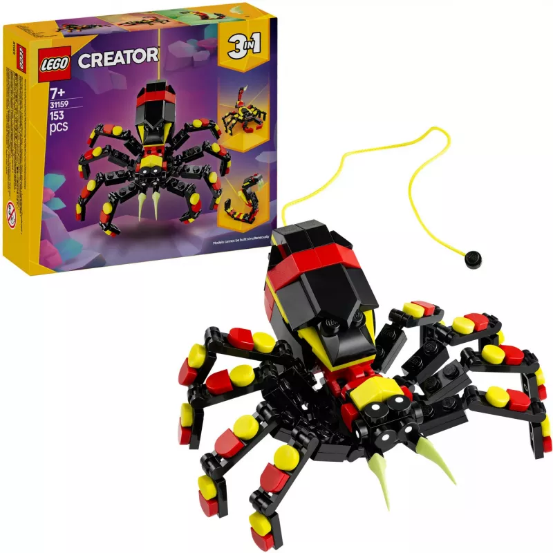 LEGO Creator 3-w-1 budowalny model pająka 31159 — 153 części, wiek 7+, 110×150×50 mm