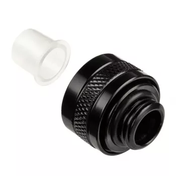 Złączka Alphacool 17471 — mosiężna czarna, Ø22 mm, wysokość 20 mm