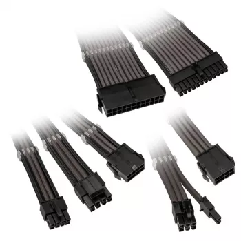 Zestaw przedłużaczy kablowych Kolink Core Adept — pleciony PET, 6-elementowy zestaw, 20+4-pin, 8-pin, 4+4-pin, 3×6+2-pin (300–350 mm)