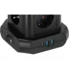 Wieża listwy zasilającej Brennenstuhl 1153560010 — 8 gniazd, 2×USB-A, 1×USB-C, czarna