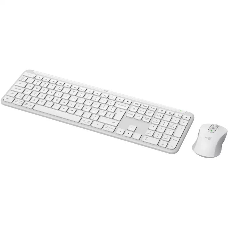 Logitech Signature Slim Combo MK950 - Zestaw klawiatura i mysz - 100% pełnowymiarowy - Bezprzewodowy - Bluetooth 5.1 LE - QWERTY - US International - Off-White (920-012491)