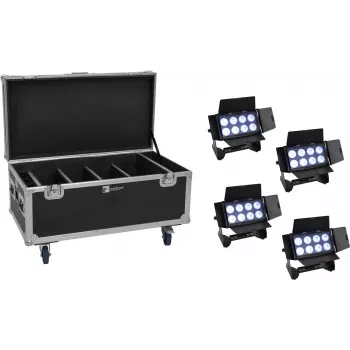 Zestaw reflektorów EUROLITE Multiflood 20000999 z 4 akumulatorami, 8×10W LED RGBW, stopień ochrony IP