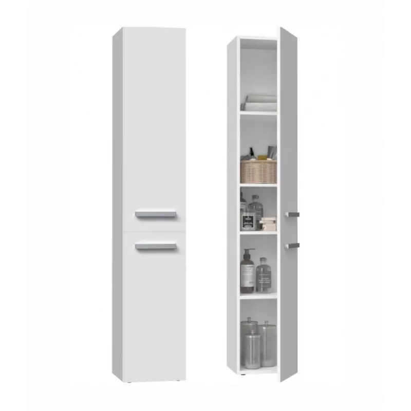 Szafka łazienkowa Top e shop NEL II BIEL — wolnostojąca, 5 półek, 310×300×1740 mm, biała