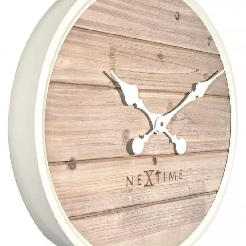 NeXtime klok 3134wi Plank, Ø50 cm, Ściana, Biały