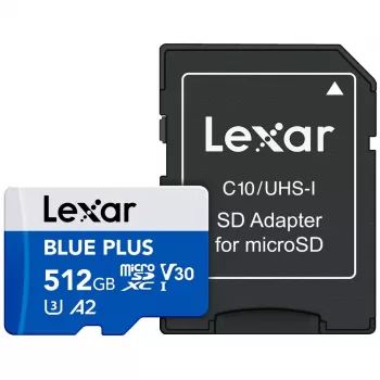 Karta pamięci MicroSDXC Lexar niebieski PLUS 512 GB, UHS‑I, Odczyt 170 MB/s, U3/V30