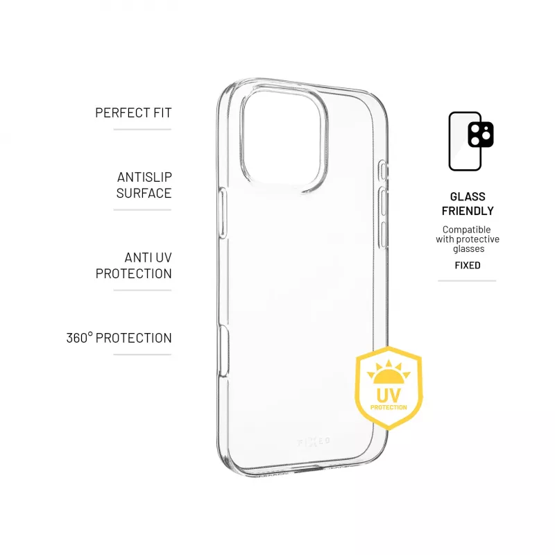 Tylna obudowa FIXED AntiUV do Apple iPhone 16 Pro Max, TPU przezroczysta