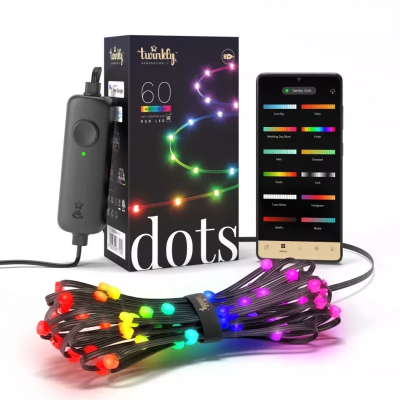 Twinkly Dots 60 RGB USB Smart Lights, 3 m, Czarny