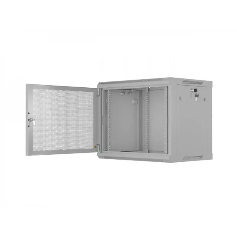 Szafa rack do montażu naściennego 19 inch 9U 600x450, szara, drzwi perforowane