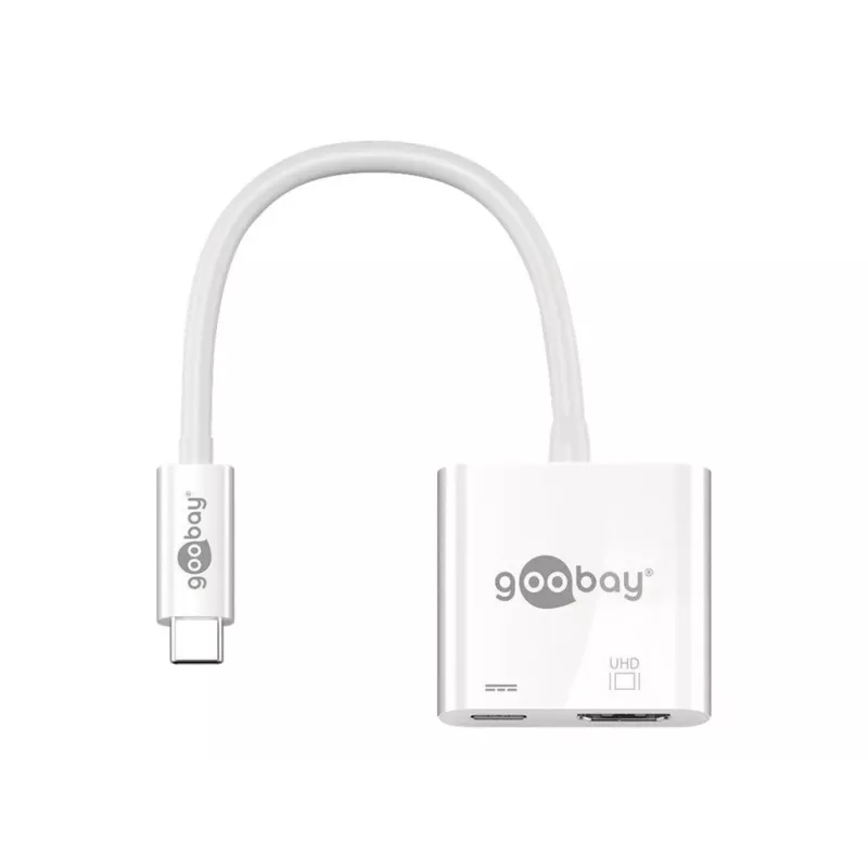 Goobay USB-C™ Multiport Adapter HDMI, Biały, 0,145 m - rozszerza urządzenie USB-C™ o złącze HDMI™ (62110)