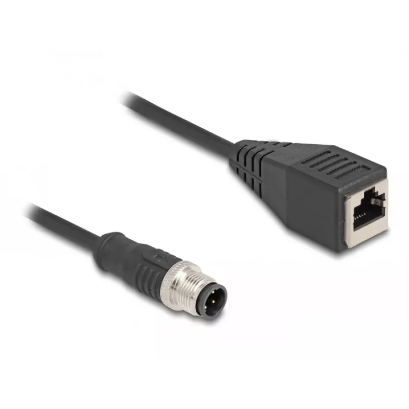 Kabel przejściowy DeLOCK M12 D-kodowany 4-pinowy męski na RJ45 żeński 50 cm