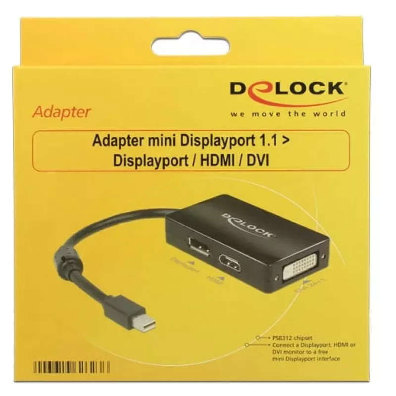 Kabel DeLOCK 0,16m mini DisplayPort na DisplayPort, HDMI, DVI