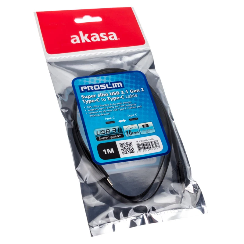 Kabel USB Akasa AK-CBUB46-10BK USB 3.2 Gen 2 1 m Czarny