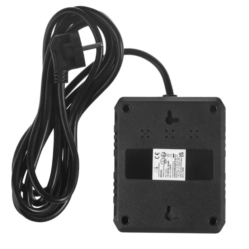 Listwa zasilająca MACLEAN MCE388 B — 2 gniazda AC, 3×USB A, 110–120V 50/60Hz, 2500W, kabel 3 m, czarny