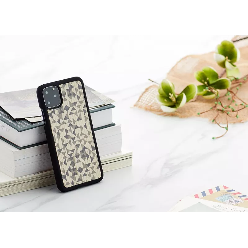 Etui na telefon man and wood do iPhone 11 Pro Max — czarny wzór mono triangle