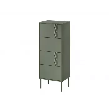 Komoda cama meble Cama 4S TRESSE 50x40x125 cm, matowa zieleń, 4 szuflady, płyta wiórowa