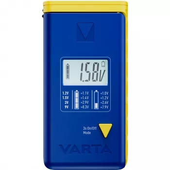 Tester baterii Varta 00893 101 111 LCD cyfrowy ręczny do AA AAA 9V i baterii pastylkowych