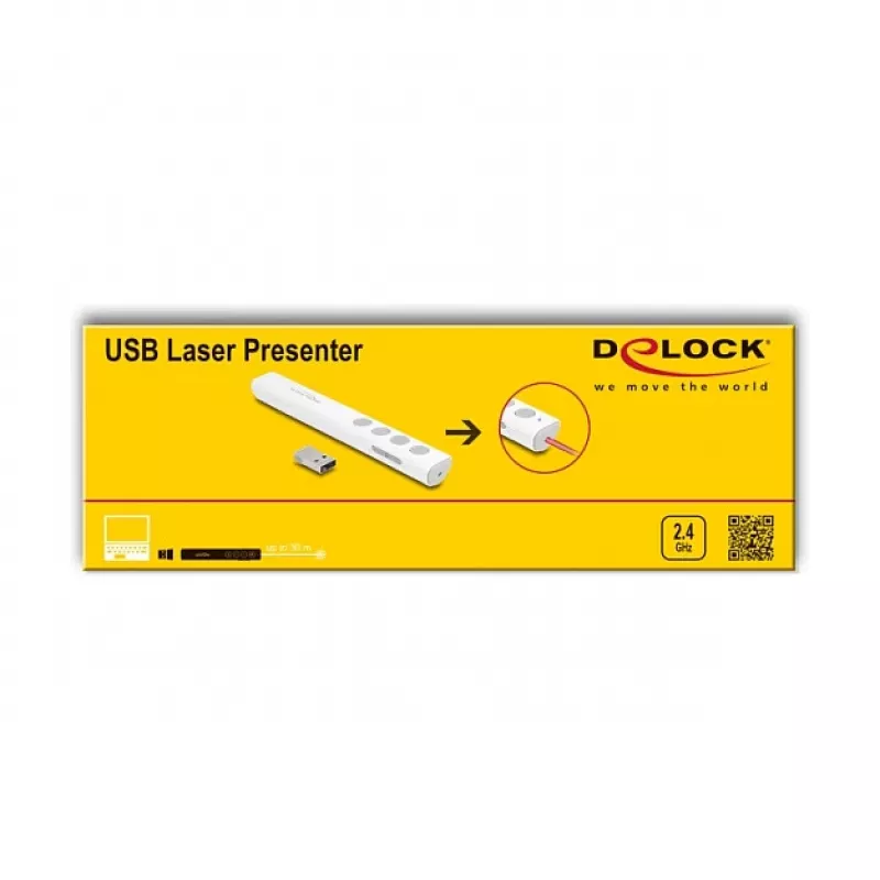 DeLOCK Prezenter USB Laser biały bezprzewodowy nano odbiornik USB RF