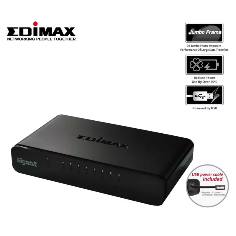 Edimax ES-5800G V3 przełącznik sieciowy Niezarządzalny Gigabit Ethernet (10/100/1000) Czarny