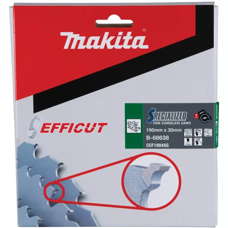 Makita Efficut - Tarcza do piły tarczowej - do drewna, metalu - 190 mm - 45 zębów (B-68638)