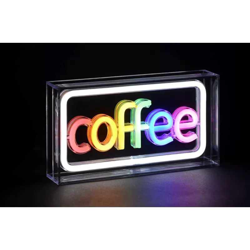 Neonowa tabliczka LED ActiveJet AJE-NEON COFFEE, wielokolorowa, USB 5V, montaż natynkowy, rama z tworzywa AS