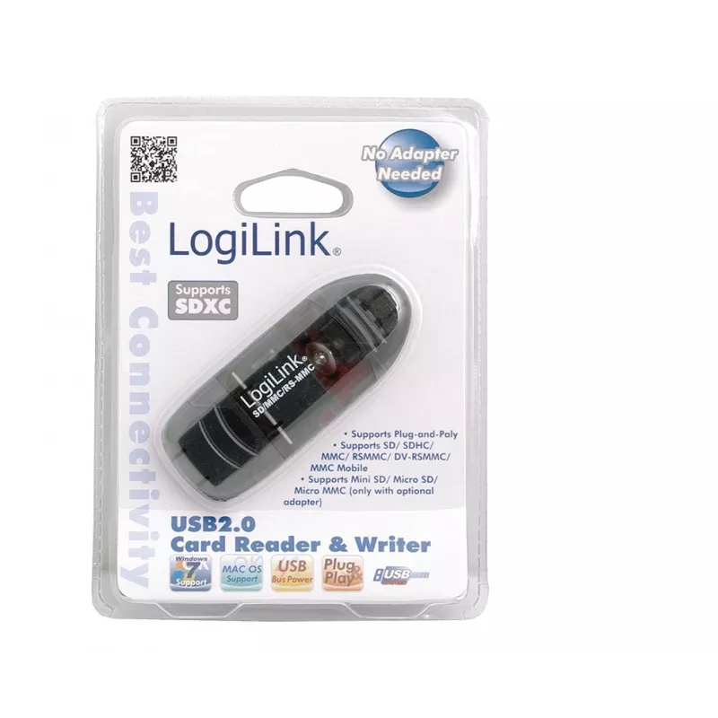 Czytnik kart LOGILINK CR0007 USB 2.0 dla SD/MMC, czarny, do 480 Mbit/s