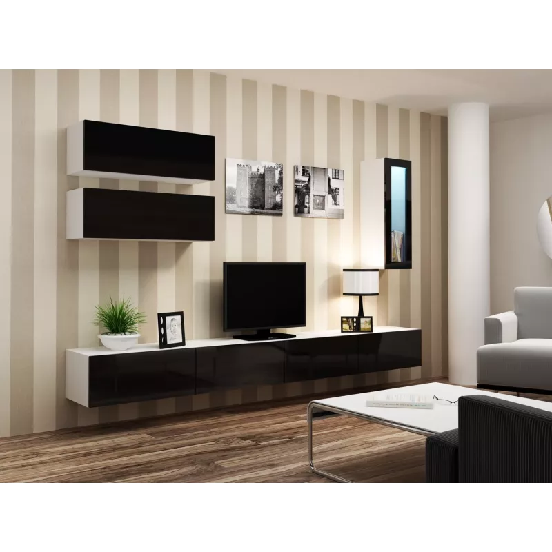 Cama Szafka VIGO 90 pełna 90/35/32 biały/czarny połysk