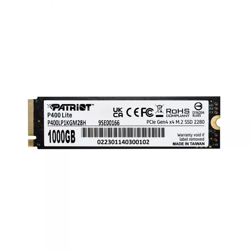 SSD PATRIOT P400 Lite M.2 1 TB PCIe Gen4 x4 NVMe, 80×22×3.8 mm, TBW 560