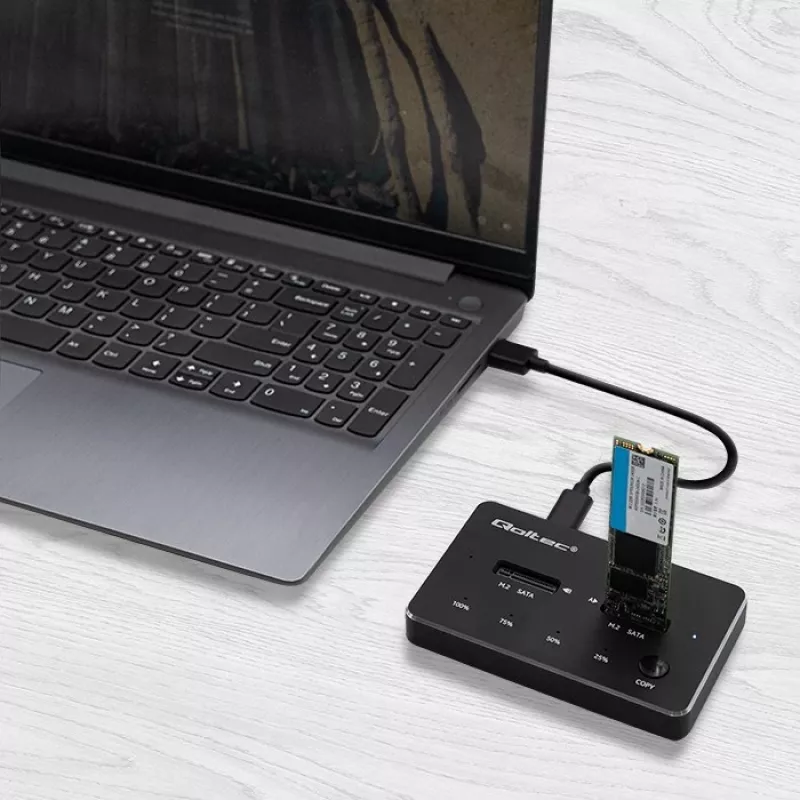 Qoltec 50310 Stacja dokująca do dysków 2x SSD M.2 SATA NGFF USB Type C