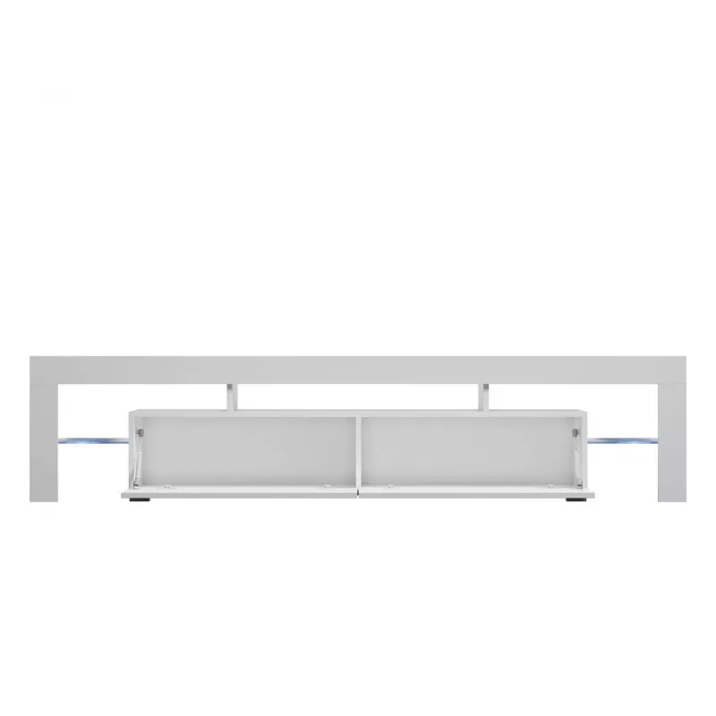 Szafka pod telewizor Cama Meble TORO 200 — 2000×350×410 mm, szary blat z płyty wiórowej, szaro-biały połysk