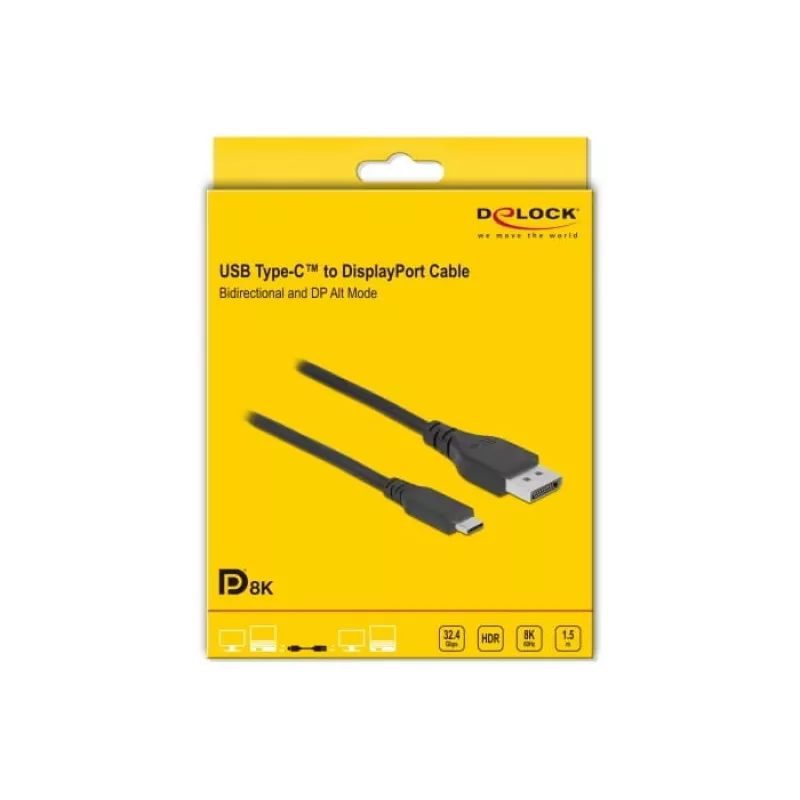 Kabel USB Typu-C do DisplayPort DeLOCK 86040 8K 60 Hz 1,5 m