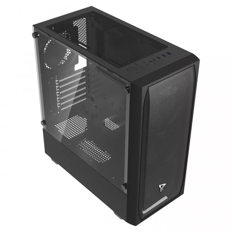 Obudowa PC SAVIO Noctis Flow — Cube Mini‑ITX/Micro‑ATX/ATX, 3x120mm przód, 1x120mm tył, 2x3.5 cala + 3x2.5 cala zatoki, hartowane szkło