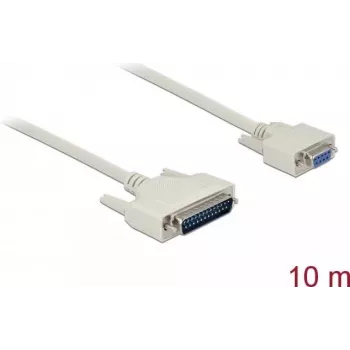Kabel szeregowy DELOCK 86877 — D-Sub 25 pin do D-Sub 9 pin, 10 m, beżowy