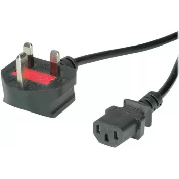 VALUE - Przewód zasilający - BS 1363 (M) kątowy do IEC 60320 C13 prosty - AC 250 V - 10 A - 1,8 m - Czarny