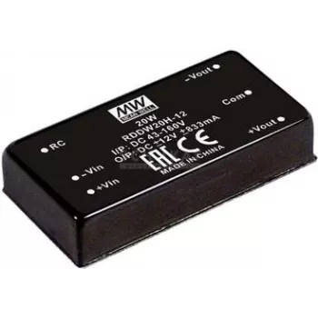 Adapter/przetwornica zasilania Mean Well RDDW20G-15 — 20 W, wyjście 15 V, wejście 18–75 V, RoHS, 35 g
