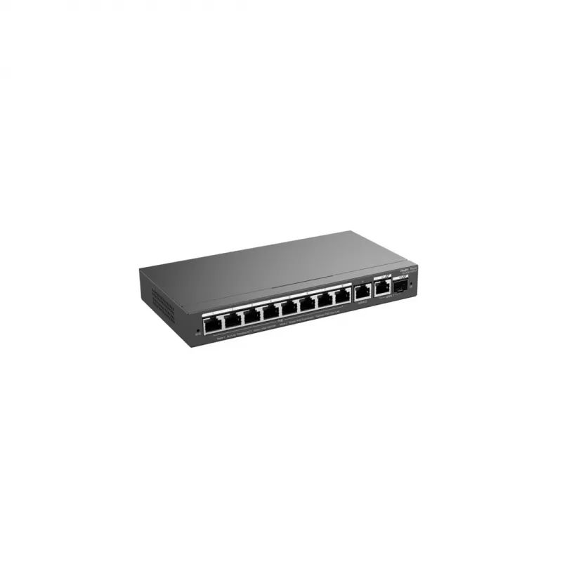 Przełącznik zarządzalny L2 RUIJIE RG-ES210GS-P — 10x Gigabit RJ-45, 2x SFP, 8x portów PoE+, budżet PoE 120W, zarządzanie w chmurze