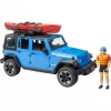 Model pojazdu zabawkowego BRUDER Jeep Wrangler Rubicon Unlimited z kajakiem i figurką BR-02529